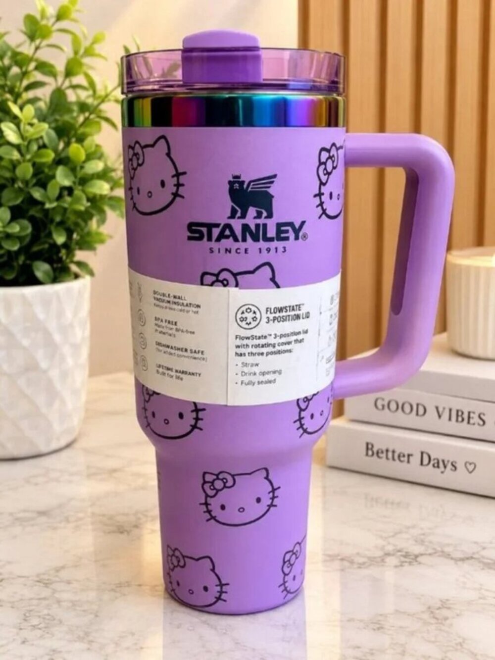Hello Kitty Cup Flowstate Tumbler - 40oz - Purple Glitter Limited Edition